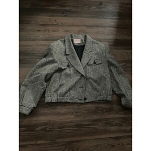 Petite Pendleton Wool Tweed Blazer Jacket Womens Size 12 Gray Speckled